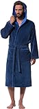 Morgenstern vestaglia blu da uomo con cappuccio accappatoio di cotone lunga taglia L